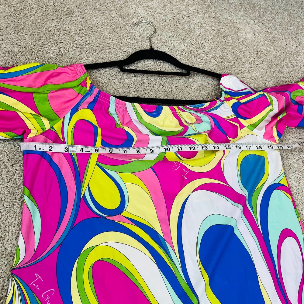 Bright Multi-Color Off-Shoulder Mini Dress - Picture 5 of 9